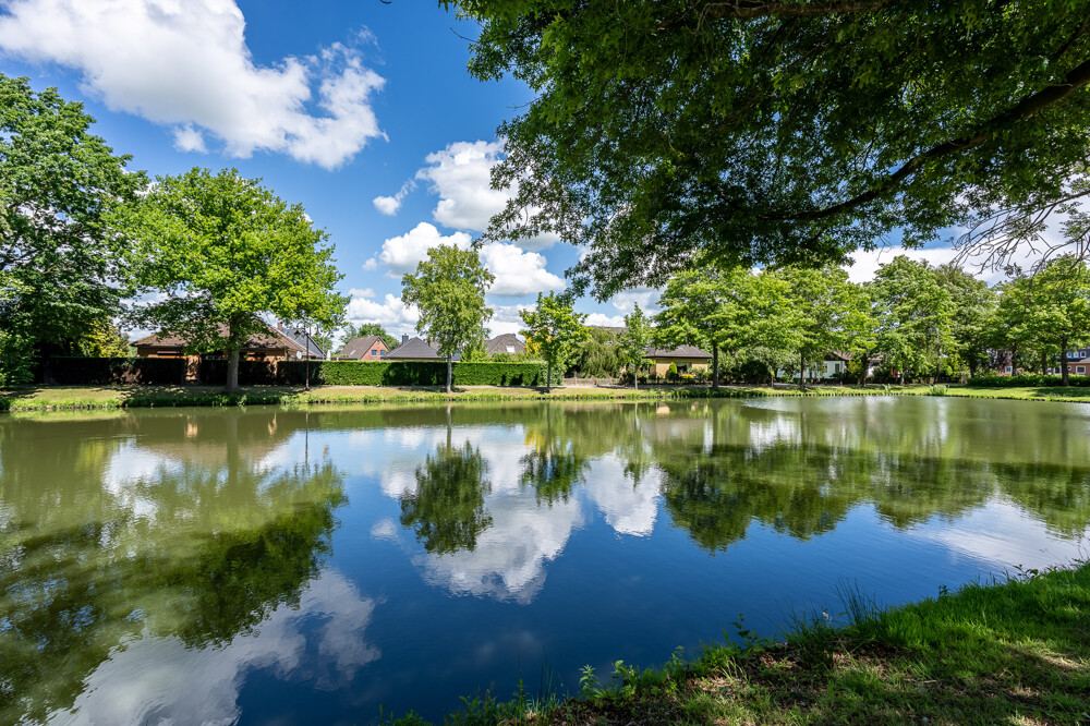 Teich in der Umgebung des Mehrfamilienhauses in Brokdorf.