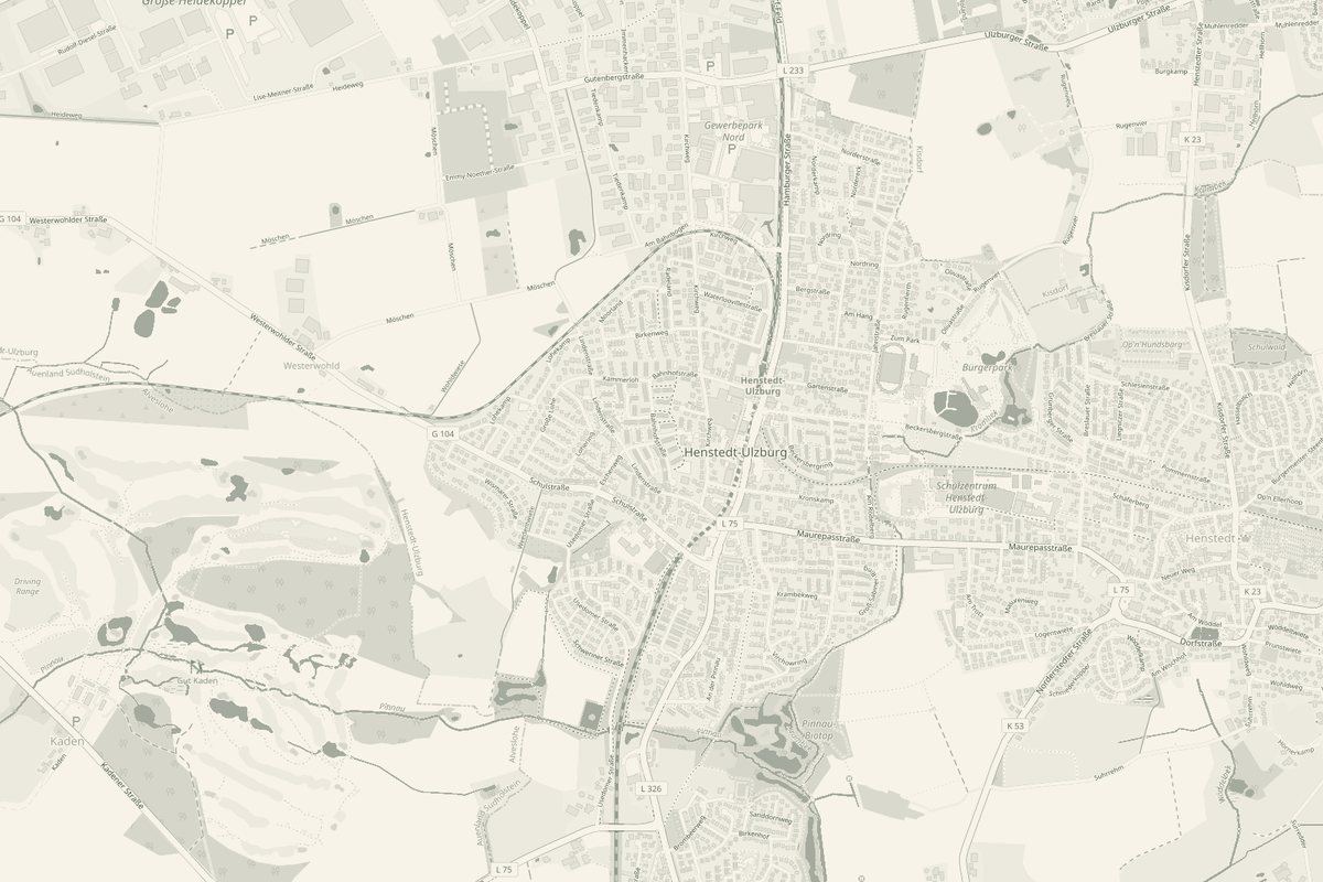 Karte von Henstedt-Ulzburg und Umgebung aus der Vogelperspektive, eingefärbt in den Markenfarben.